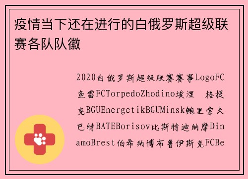 疫情当下还在进行的白俄罗斯超级联赛各队队徽